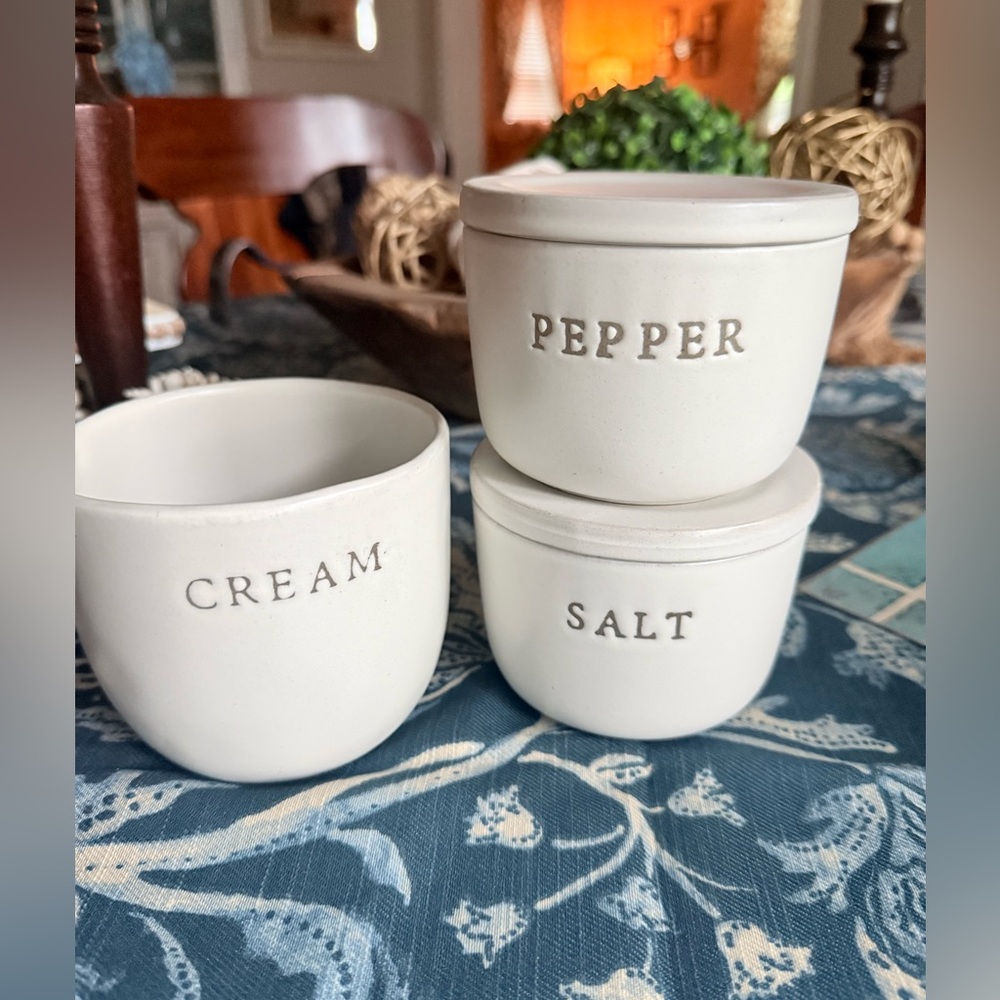 Hearth & Hand White Ceramic Salt Pepper Cream Storage Jars